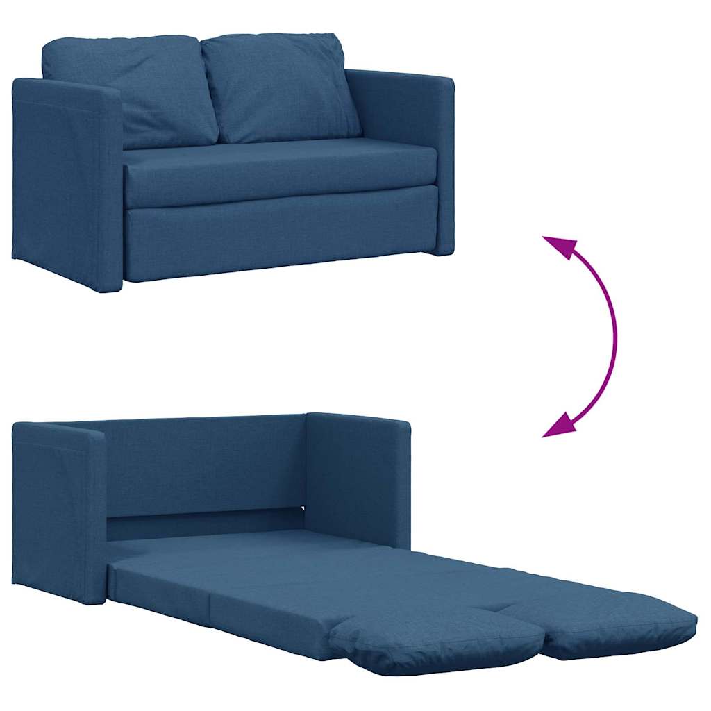 Divano Letto da Terra 2 in 1-Sofa Letto-Daybed Blu 112x174x55 cm Tessuto