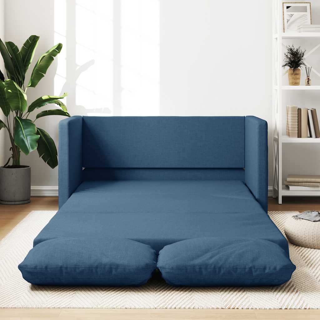 Divano Letto da Terra 2 in 1-Sofa Letto-Daybed Blu 112x174x55 cm Tessuto