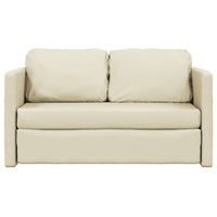Divano Letto da Terra 2 in 1-Sofa Letto-Daybed Crema 112x174x55 cm Similpelle