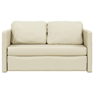 Divano Letto da Terra 2 in 1-Sofa Letto-Daybed Crema 112x174x55 cm Similpelle