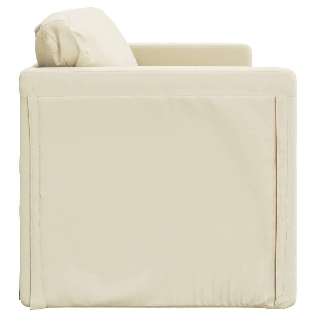 Divano Letto da Terra 2 in 1 Crema 112x174x55 cm Similpelle 353974