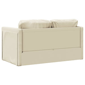 Divano Letto da Terra 2 in 1 Crema 112x174x55 cm Similpelle