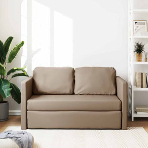 Divano Letto da Terra 2 in 1-Sofa Letto-Daybed Cappuccino 112x174x55cm Similpelle