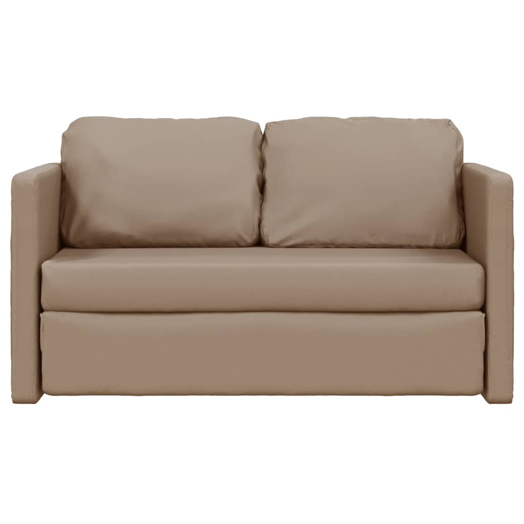 Divano Letto da Terra 2 in 1 Cappuccino 112x174x55cm Similpelle 353976