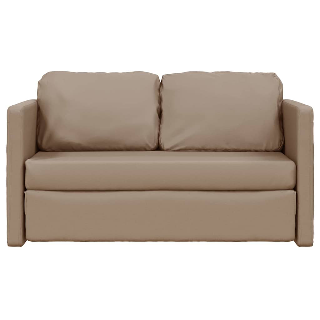 Divano Letto da Terra 2 in 1-Sofa Letto-Daybed Cappuccino 112x174x55cm Similpelle