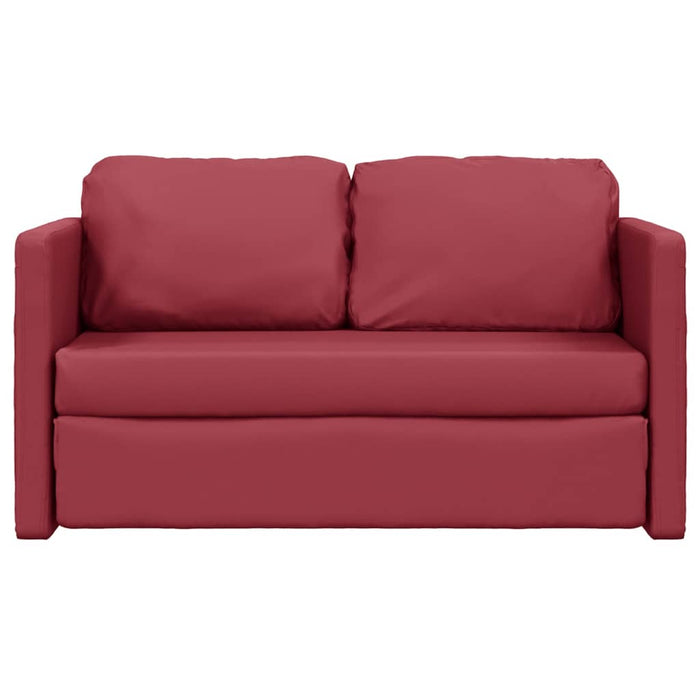 Divano Letto da Terra 2 in 1-Sofa Letto-Daybed Rosso Vino 112x174x55cm Similpelle