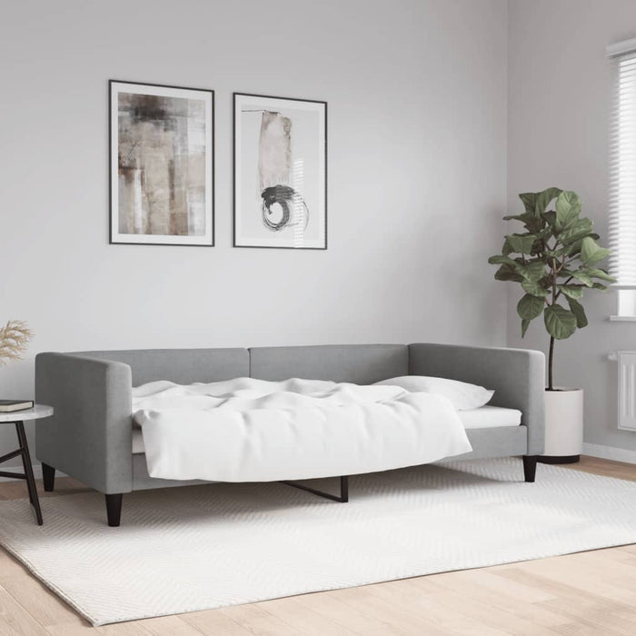 Letto da Giorno Grigio Chiaro 100x200 cm in Tessuto 353988