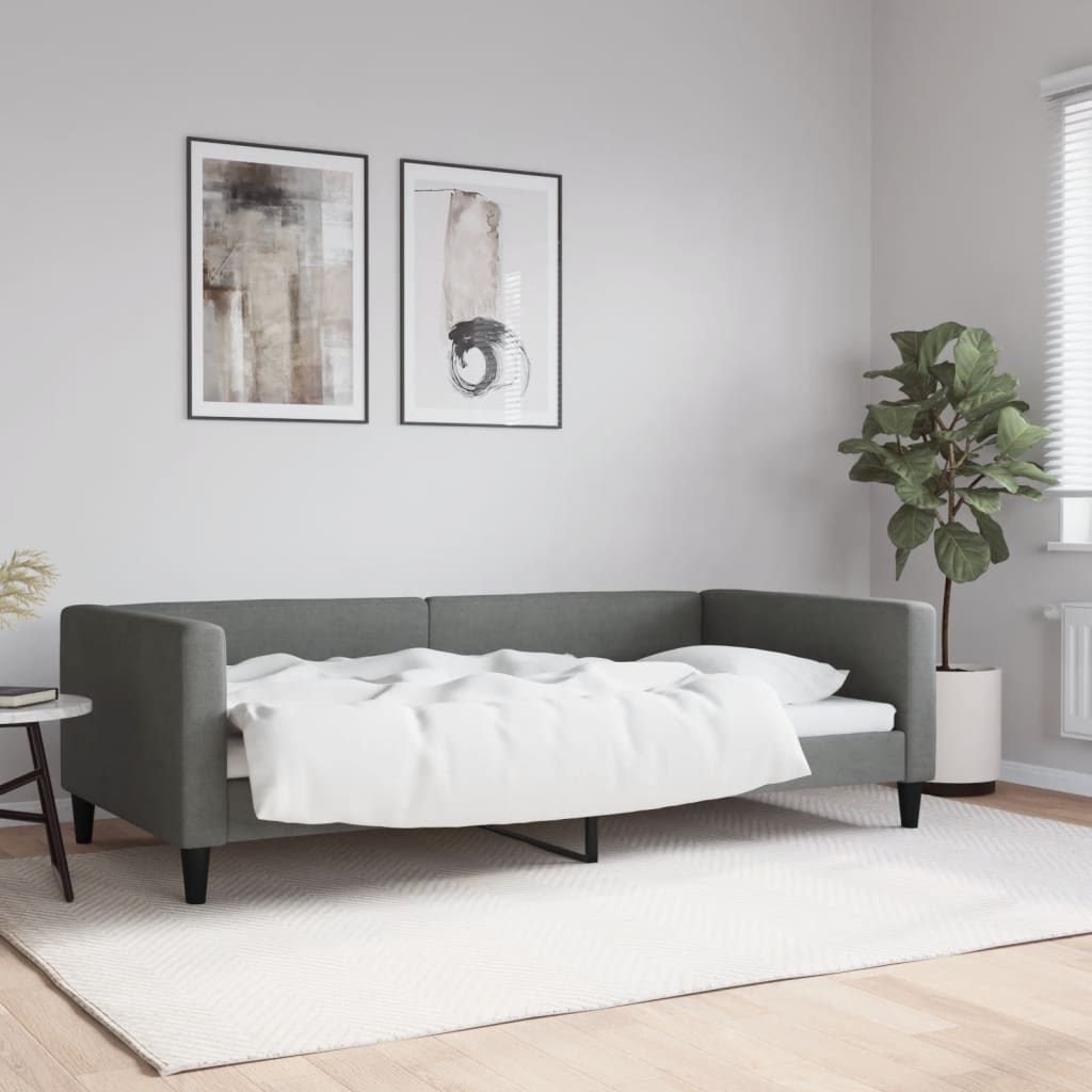 Letto da Giorno Grigio Scuro 100x200 cm in Tessuto 353989