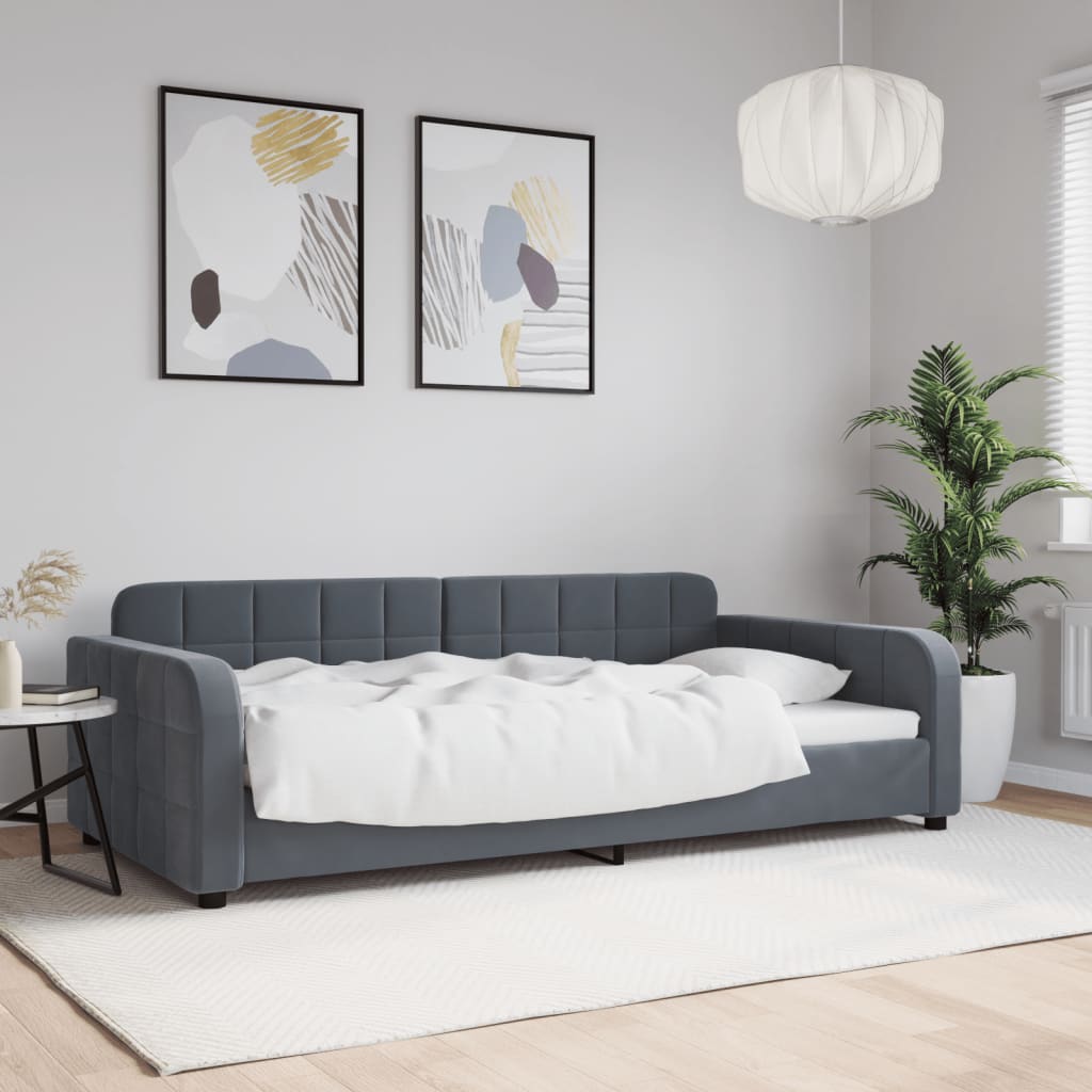 Letto da Giorno Grigio Scuro 100x200 cm in Velluto 354066
