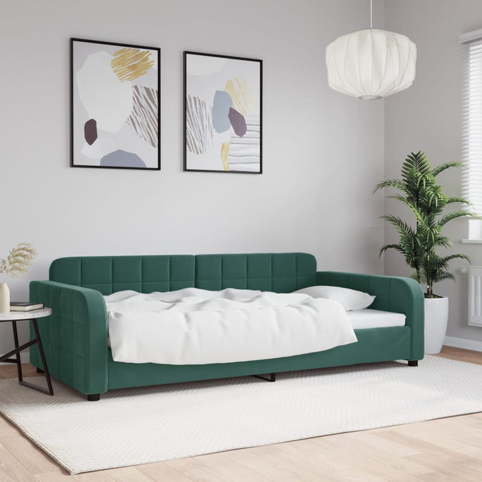 Letto da Giorno Verde Scuro 100x200 cm in Velluto 354067