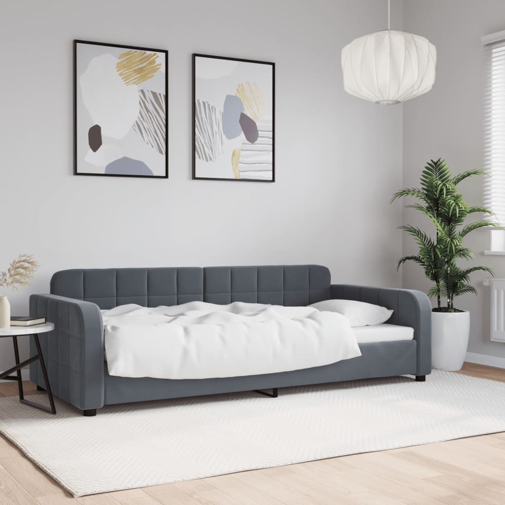 Letto da Giorno Grigio Scuro 90x190 cm in Velluto 354072
