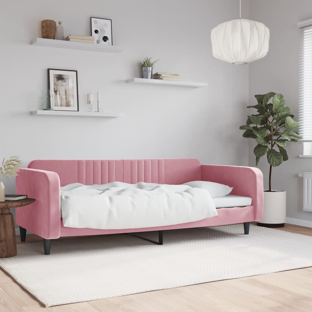 Letto da Giorno Rosa 100x200 cm in Velluto 354096