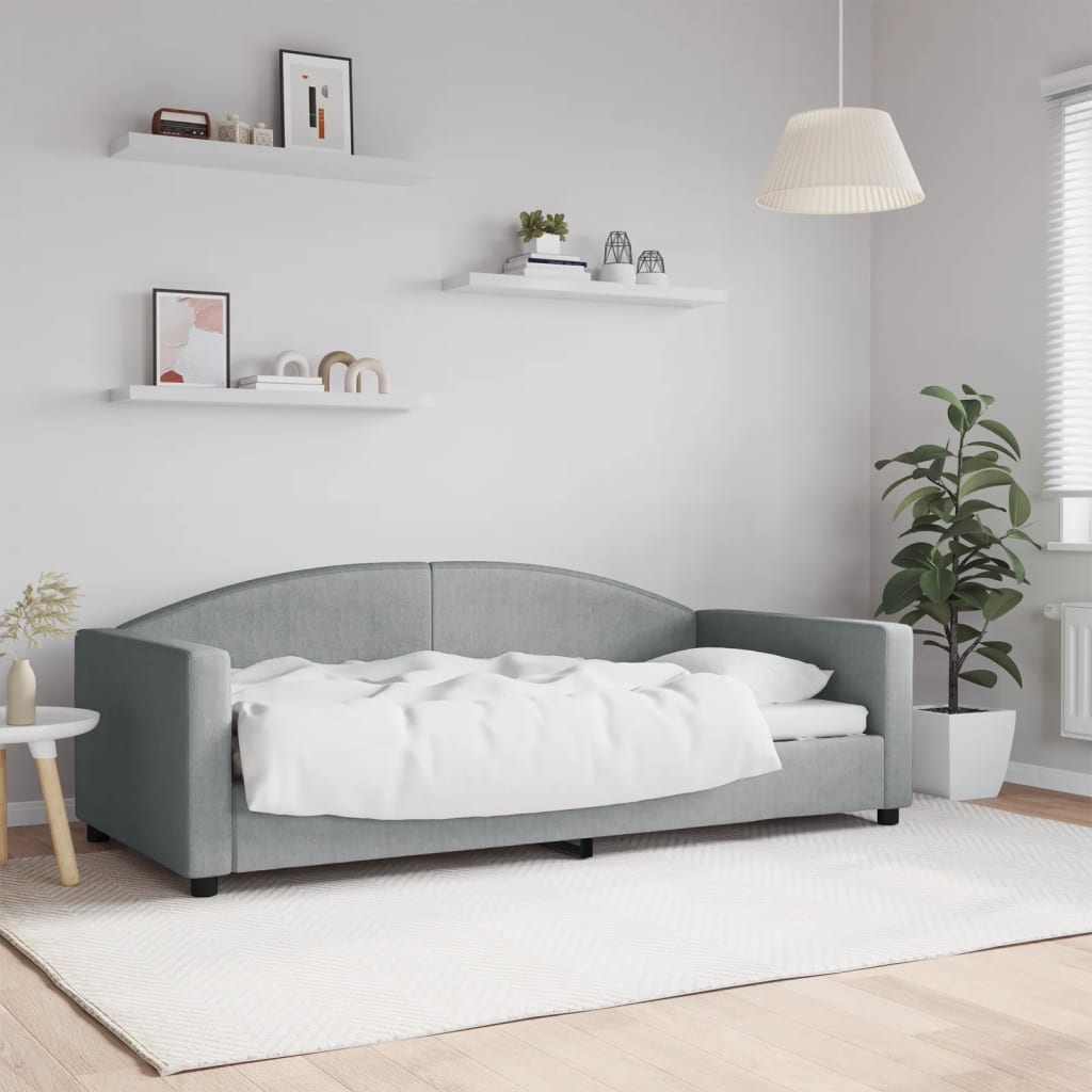 Letto da Giorno Grigio Chiaro 90x190 cm in Tessuto 354121