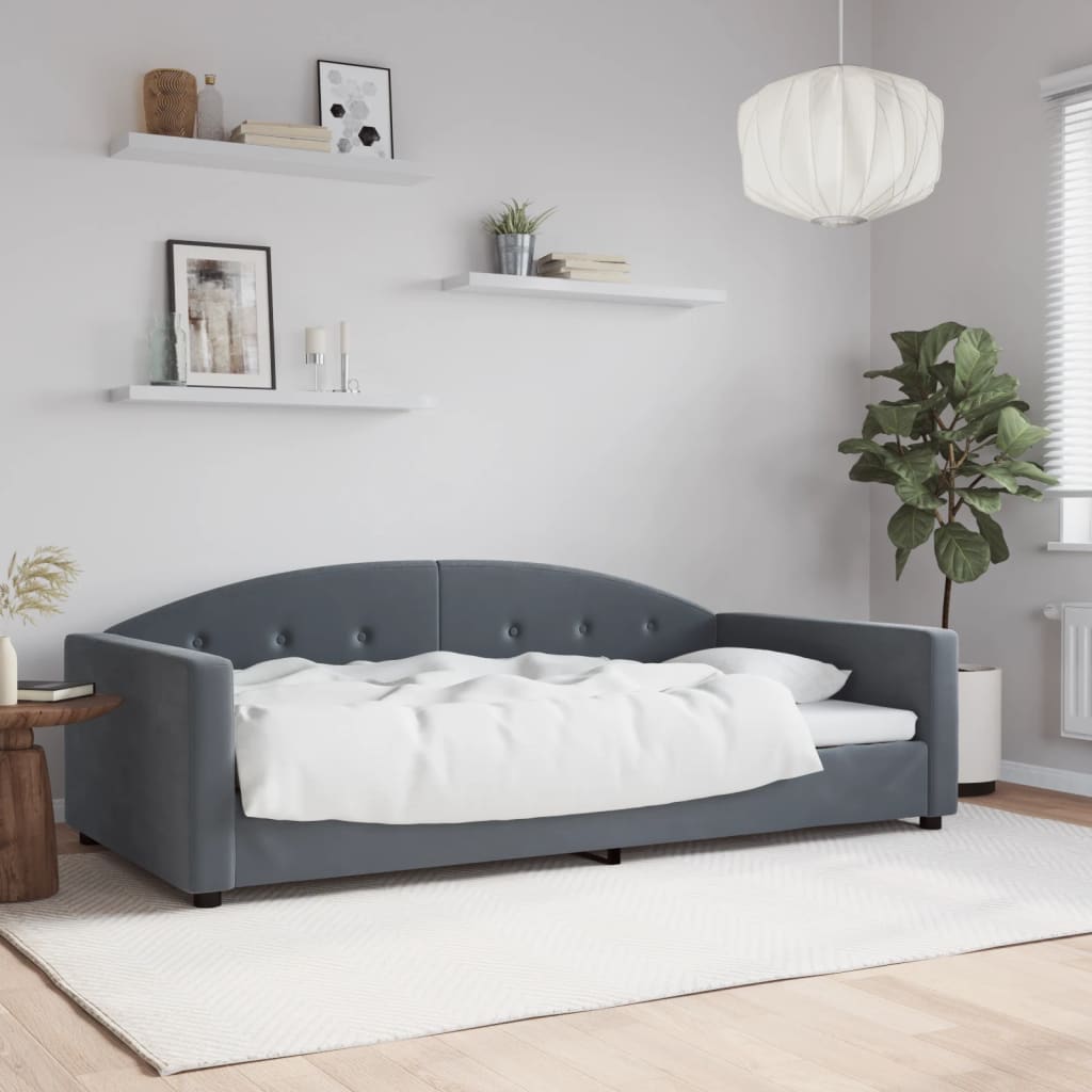 vidaXL Letto da Giorno Grigio Scuro 100x200 cm in Velluto