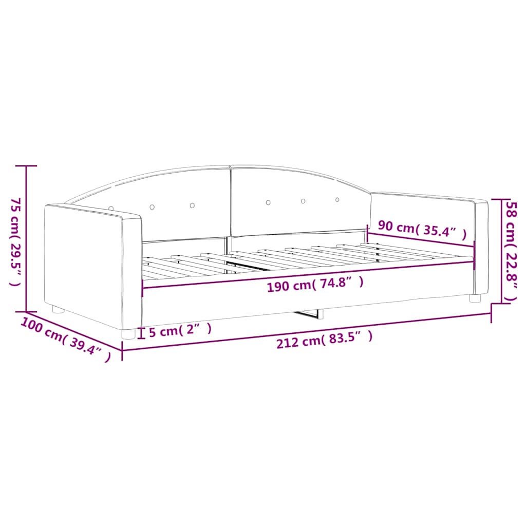 vidaXL Letto da Giorno Grigio Scuro 90x190 cm in Velluto