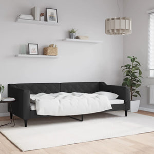 Letto da Giorno Nero 90x200 cm in Tessuto 354163