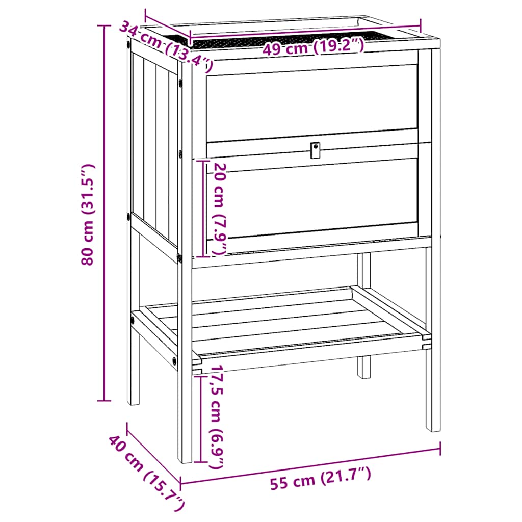 Gabbia per criceti 55x40x80 cm in legno massello di abete 172382