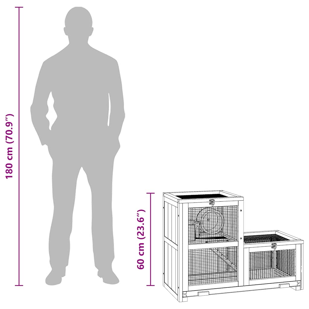 Gabbia per Criceti 81x40x60 cm in Legno Massello di Abete 172384