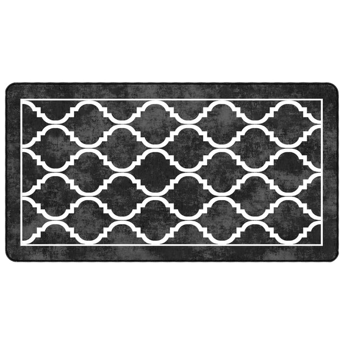 Tappeto Lavabile Nero e Bianco 80x150 cm Antiscivolo 136603