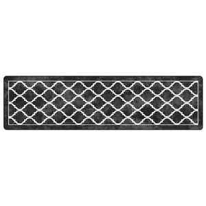 Tappeto Lavabile Nero e Bianco 80x300 cm Antiscivolocod mxl 84953