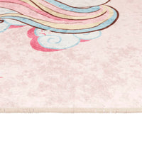 Tappeto Bambini Rosa 160x230 cm Unicorno Lavabile Antiscivolo