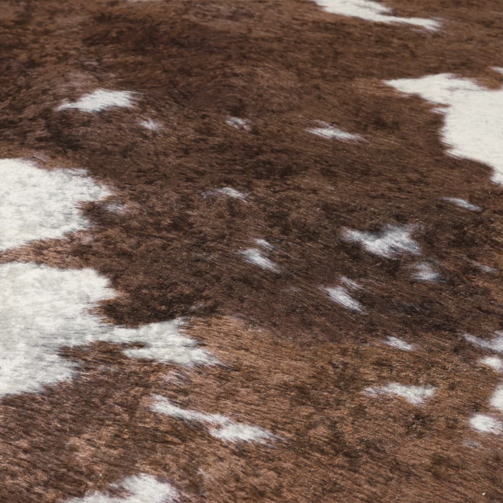 Tappeto Marrone e Bianco 120x170cm Mucca Lavabile Antiscivolo 136624