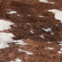 Tappeto Marrone e Bianco 120x170cm Mucca Lavabile Antiscivolo 136624