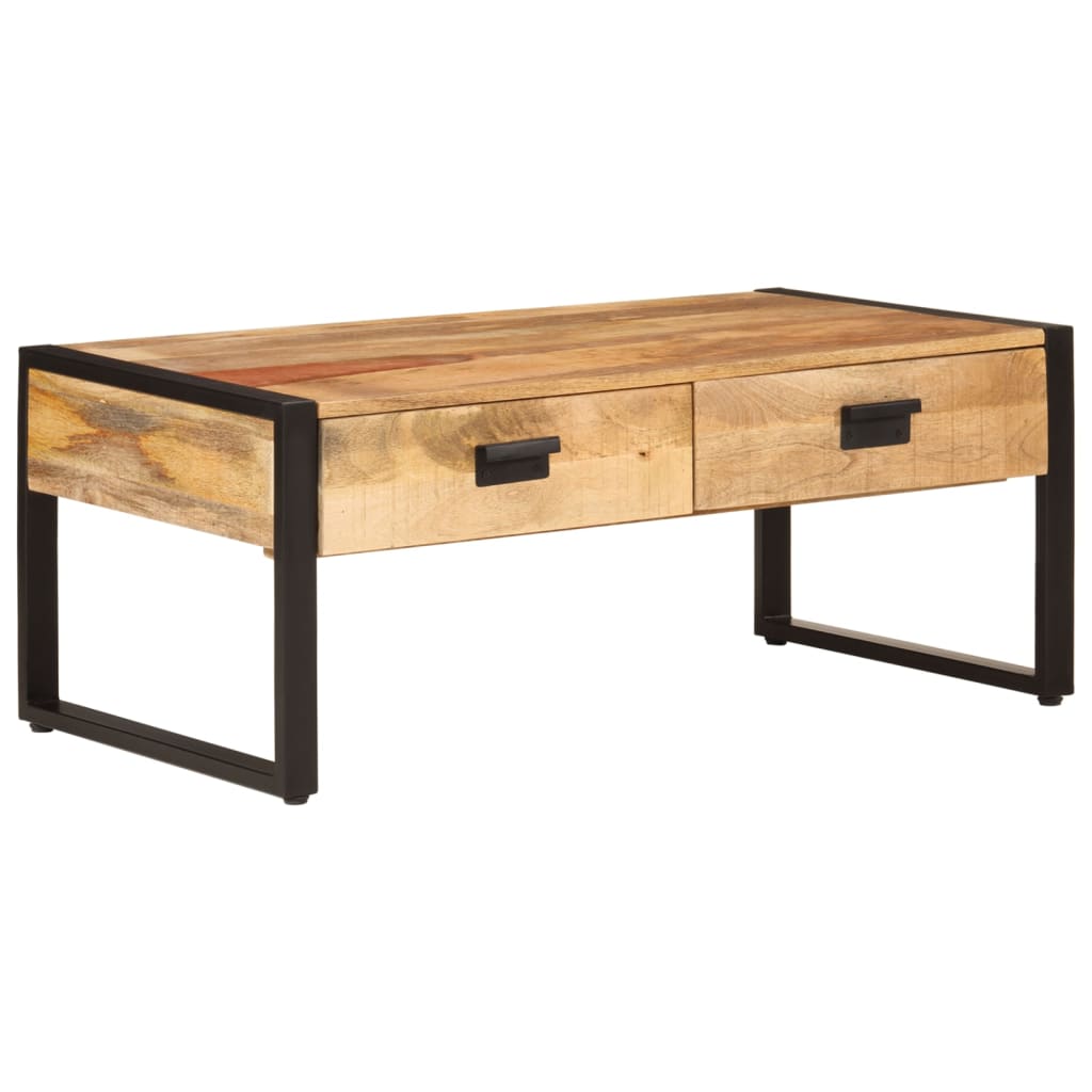 Tavolino da Salotto 100x54x40 cm Legno Massello Mango e Ferro