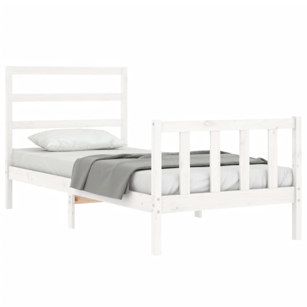 Letto senza Materasso Bianco 90x190 cm in Legno Massello Pino 3191872