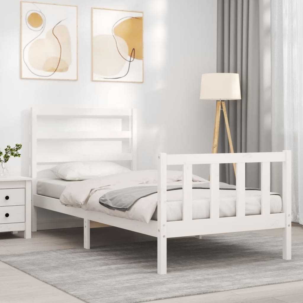 Letto senza Materasso Bianco 90x190 cm in Legno Massello Pino 3191872
