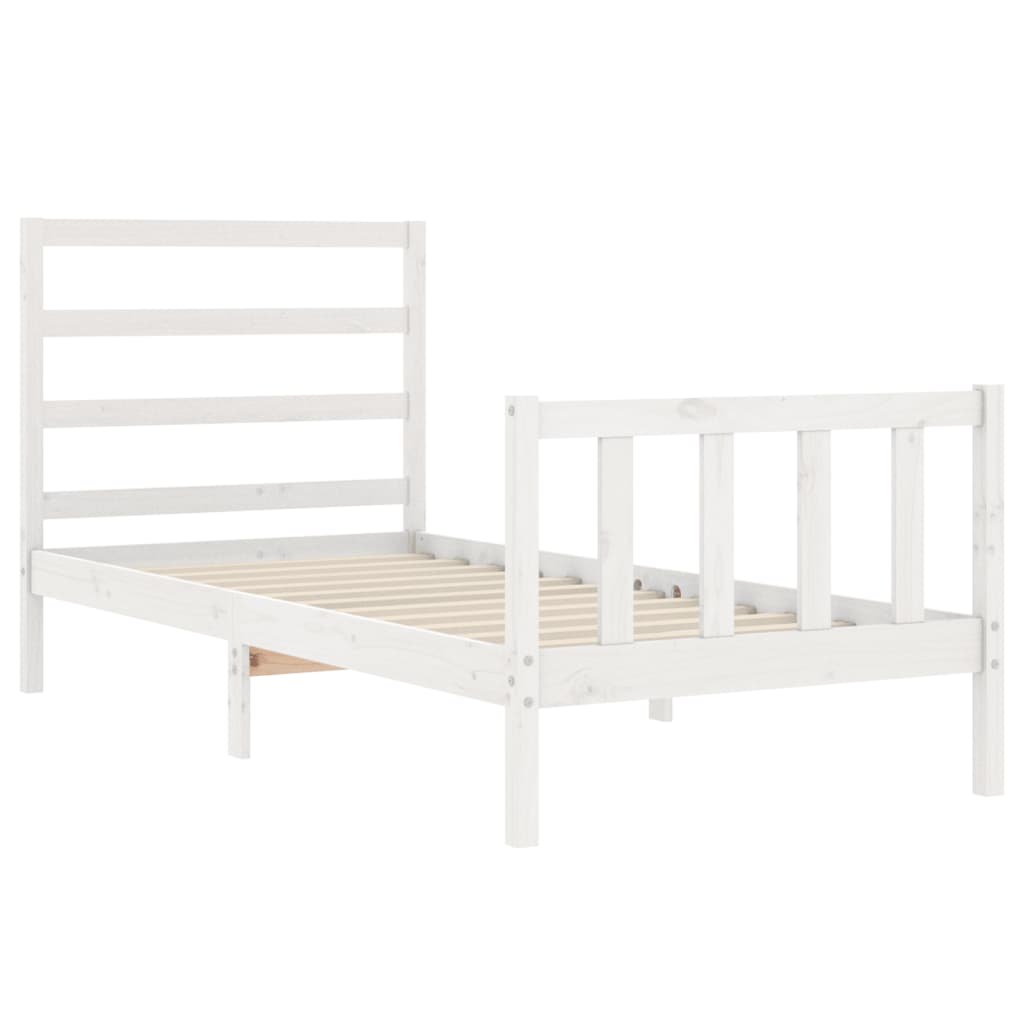 Letto senza Materasso Bianco 90x190 cm in Legno Massello Pino 3191872
