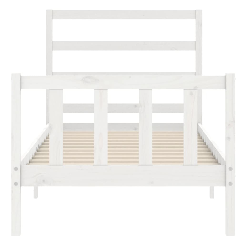 Letto senza Materasso Bianco 90x190 cm in Legno Massello Pino 3191872