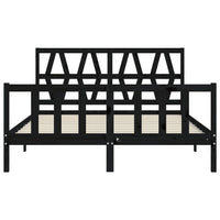 Giroletto con Testiera Nero 160x200 cm Legno Massello 3192505