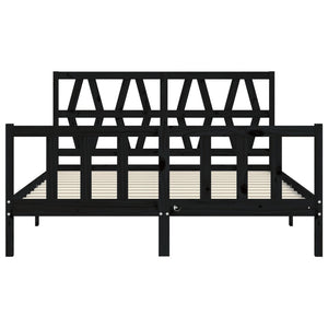 Giroletto con Testiera Nero 160x200 cm Legno Massello 3192505