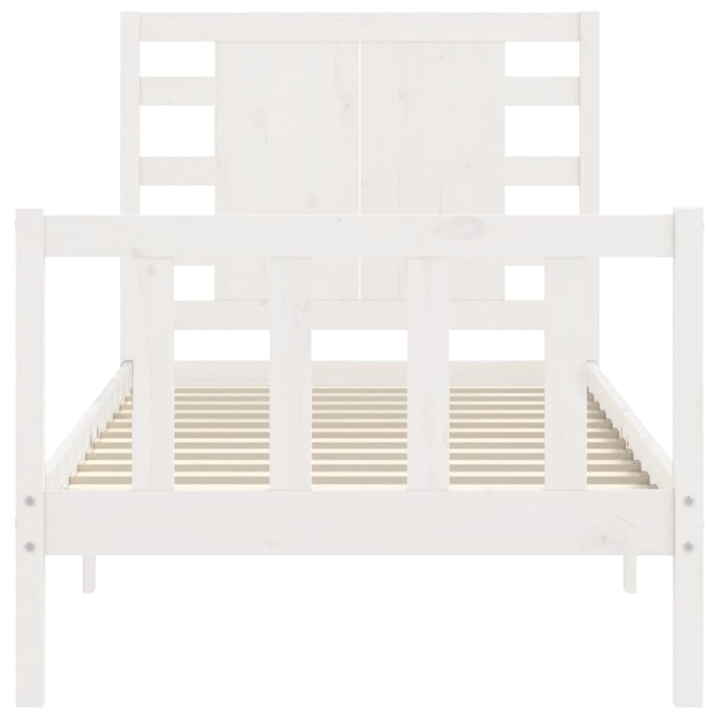 Giroletto con Testiera Bianco Small Single Legno Massello 3192777