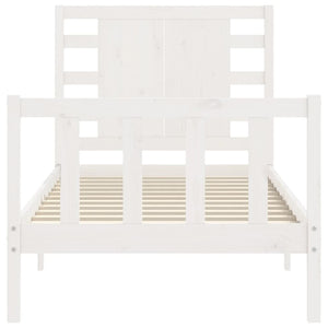 Giroletto con Testiera Bianco Small Single Legno Massello 3192777