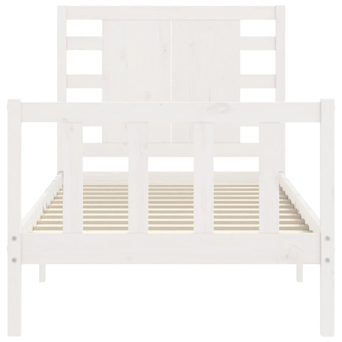 Giroletto con Testiera Bianco Small Single Legno Massello 3192777