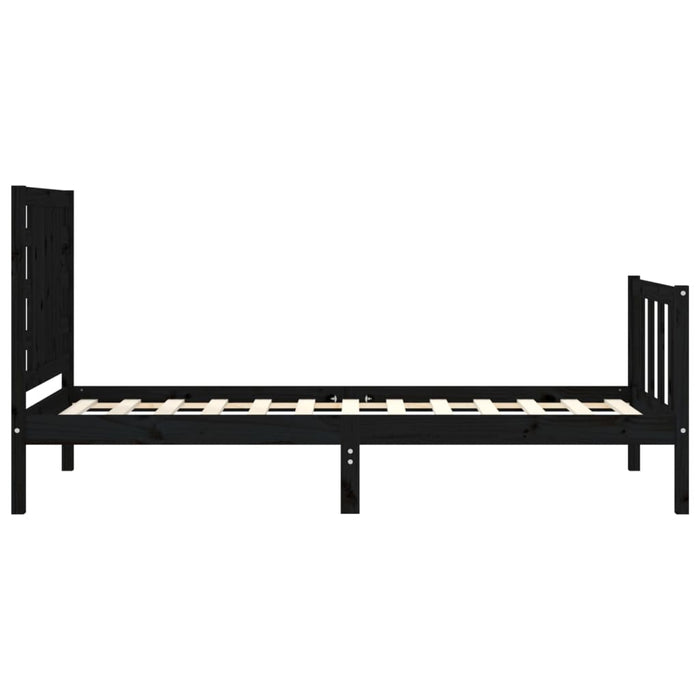Giroletto con Testiera-Struttura Letto con testiera Nero Small Single in Legno Massello 186531