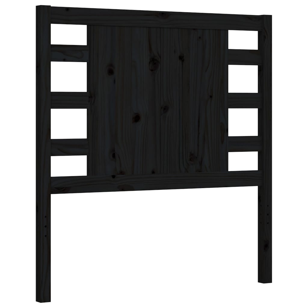 Giroletto con Testiera-Struttura Letto con testiera Nero Small Single in Legno Massello 186531