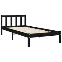 Giroletto con Testiera-Struttura Letto con testiera Nero Small Single in Legno Massello 186531