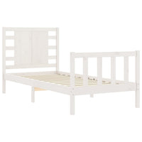 Giroletto con Testiera Bianco Single in Legno Massello 3192782