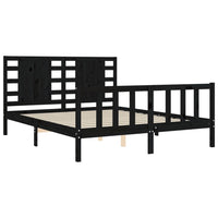 Giroletto con Testiera Nero 160x200 cm Legno Massello 3192830