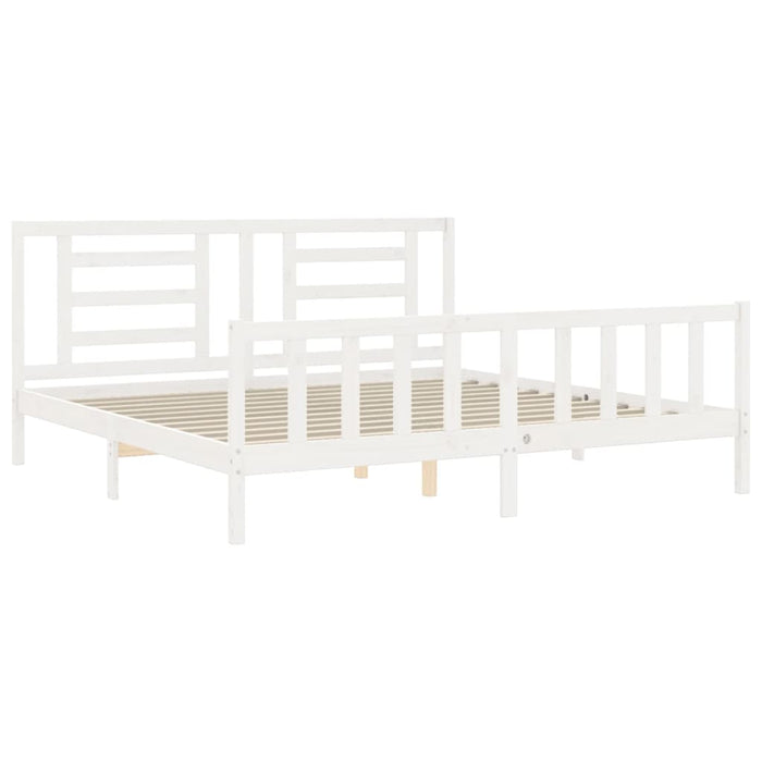 Giroletto Testiera Bianco Super King Size-Struttura Letto in Legno Massello 695910