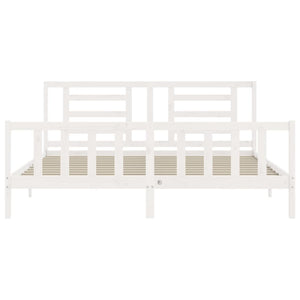 Giroletto Testiera Bianco Super King Size-Struttura Letto in Legno Massello 695910