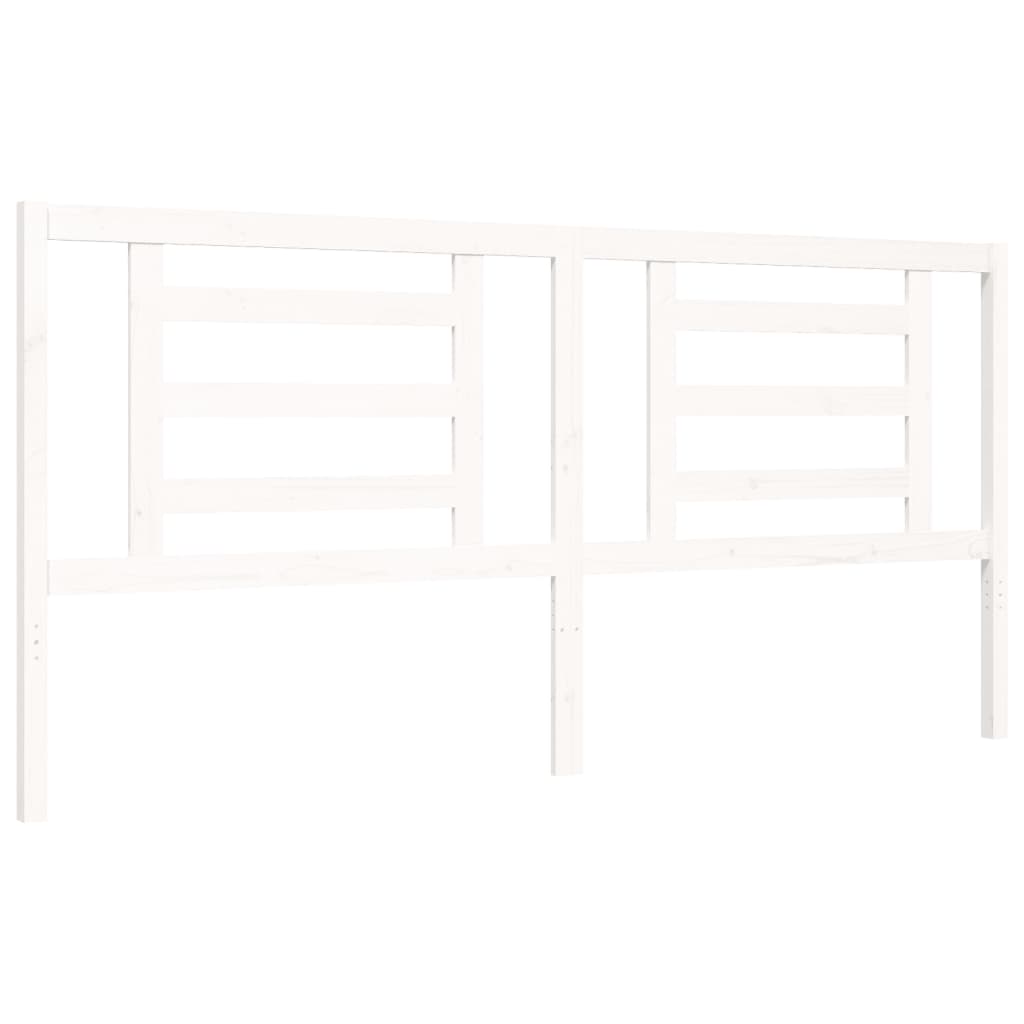 Giroletto Testiera Bianco Super King Size-Struttura Letto in Legno Massello 695910