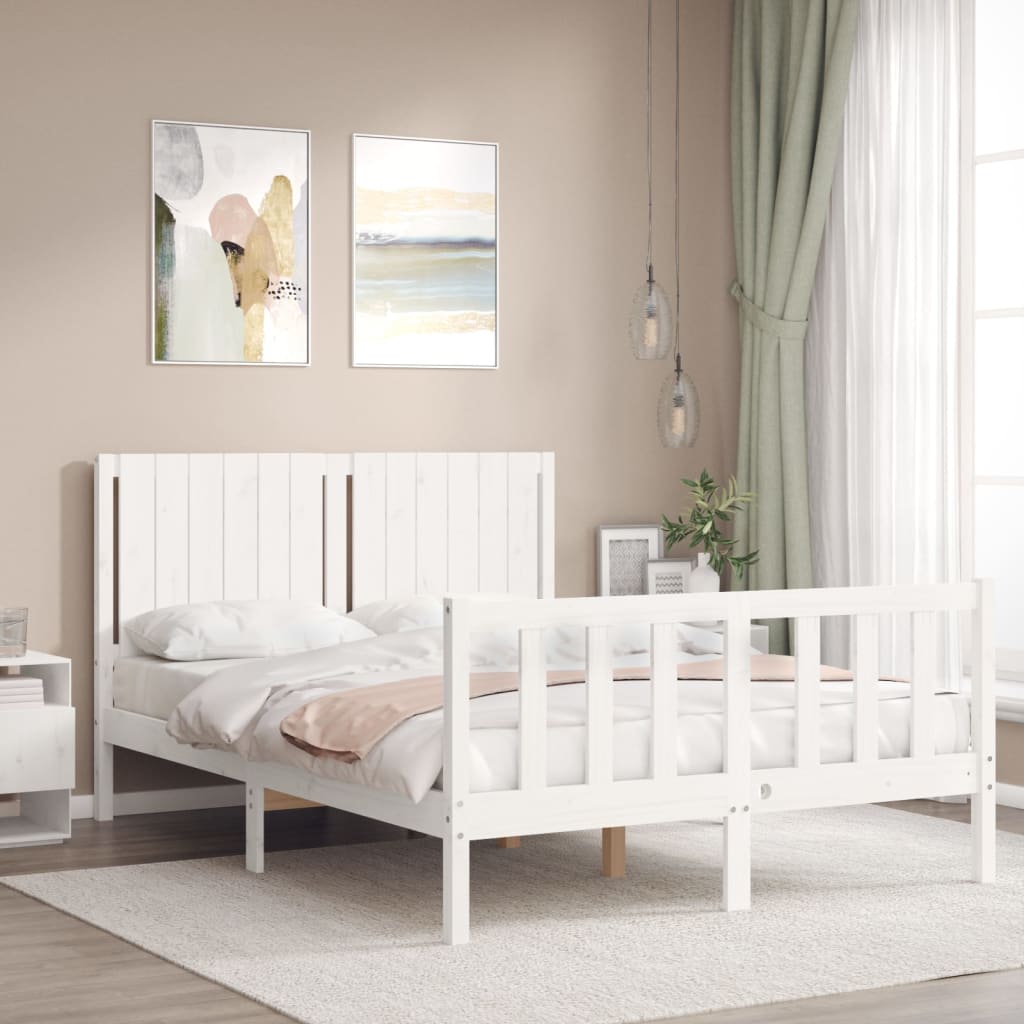 Letto senza Materasso Bianco 140x190 cm Legno Massello di Pino 3192927