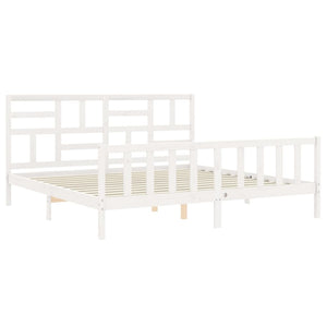 Giroletto Testiera Bianco Super King Size-Struttura Letto in Legno Massello 471207