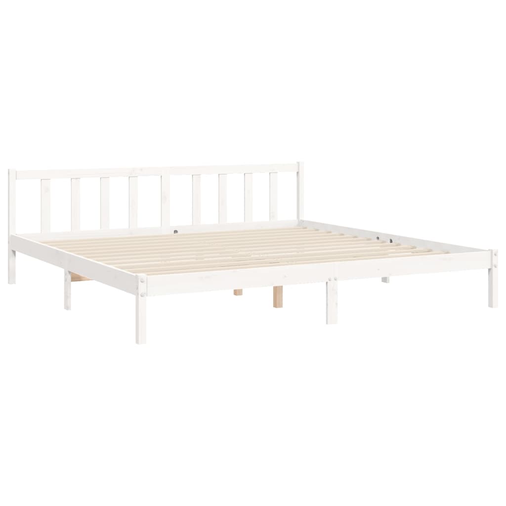 Giroletto Testiera Bianco Super King Size-Struttura Letto in Legno Massello 471207