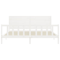 Giroletto Testiera Bianco Super King Size-Struttura Letto in Legno Massello 795396