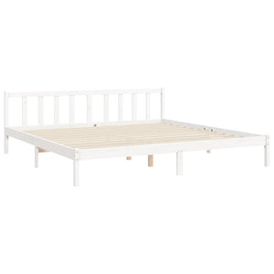 Giroletto Testiera Bianco Super King Size-Struttura Letto in Legno Massello 795396
